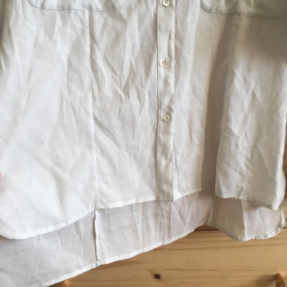 James Perse semi-sheer silk blend boxy relaxed fit oversized button down blouse - Picture 7 of 15